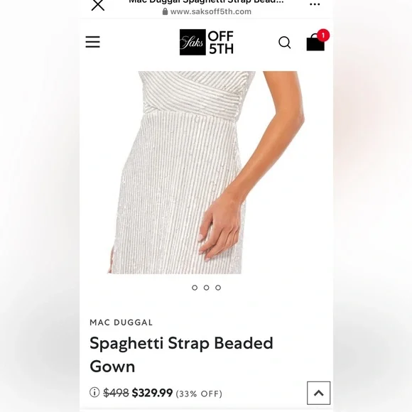 MAC DUGGAL Sequin Stripe Trumpet Gown in Pearl Size 6 New, never worn extra bead - Picture 3 of 9